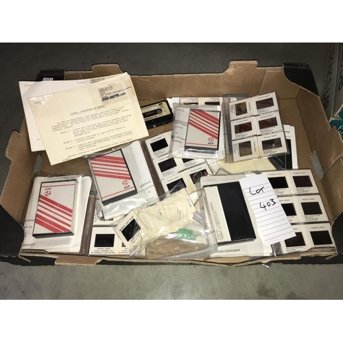 403 - A box of audio learning ltd. Physics series slides with audio cassettes