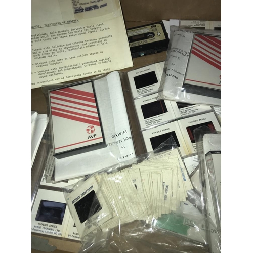 403 - A box of audio learning ltd. Physics series slides with audio cassettes