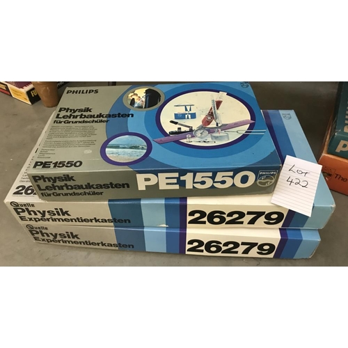 422 - A Philips PE1550 physic kit (sealed) & 2 Philips 26279 experiment physic kits. may be missing some c... 