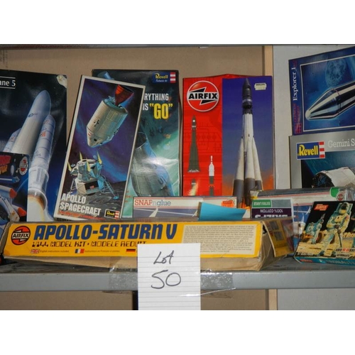 50 - A good lot of Airfix and Revell space craft model kits.