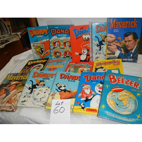 60 - A quantity of annuals including Dandy, Beezer, Maverick etc.,