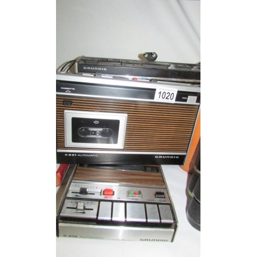 1020 - A Grundig C231, working, A Grundig C410 a/f, a Grundig C6000 radio cassette a/f.