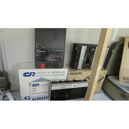 1068 - 2 Grundig cassette players C230 & CR105 and a Phillips D, all working, 2 boxed.