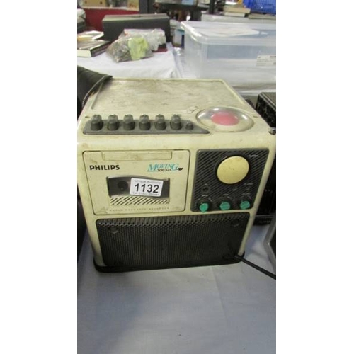 1132 - A Phillips ''Moving Sound'' radio cassette, battery cover missing. a/f.