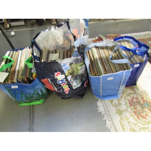 1174 - 6 large bags of LP records, unsorted.