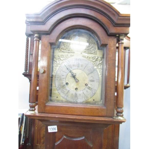 1306 - A small mahogany Grandfather clock.