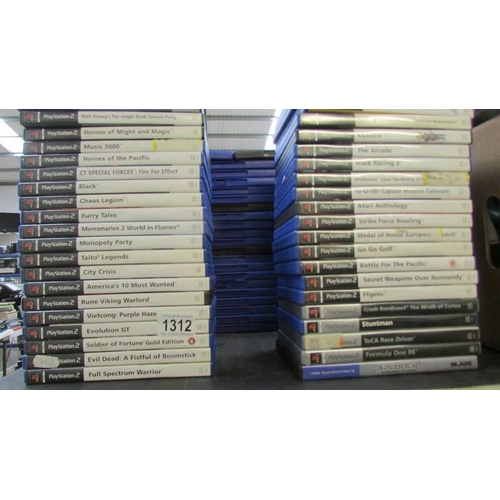 1312 - A box of playstation 2 accessories and approximately 100 PS2 games.