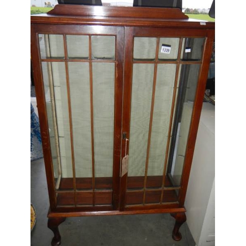 1339 - An Edwardian display cabinet (no shelves).