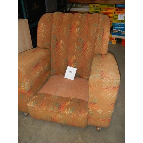 1365 - An Edwardian arm chair, missing cushion.