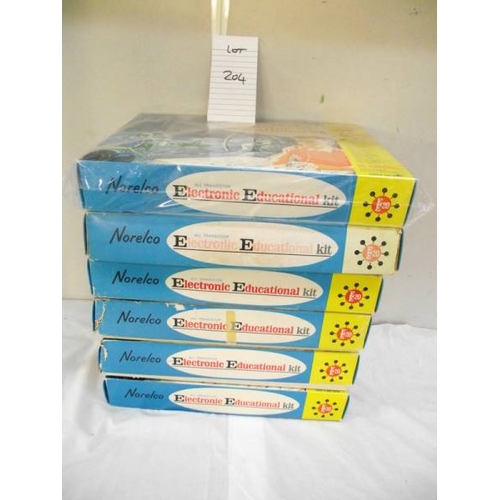 204 - 6 Norelco electronic educational kits EE20, 1 unopened, others may be missing components, 2 boxes a/... 