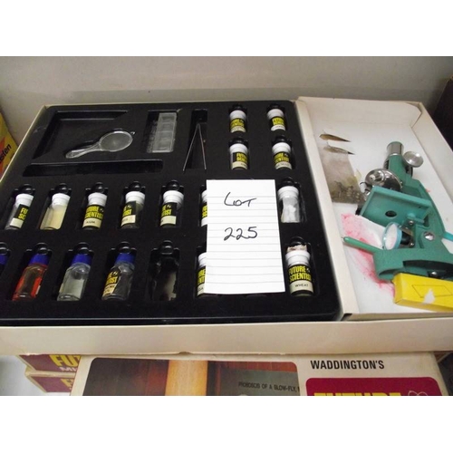 225 - 7 Waddington's microscope lab kits, 3 x 7153, 1 x 323 and 3 No.210, all microscopes present but some... 