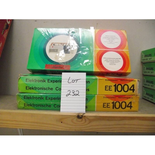 232 - 3 German Norelco electronic kits EE1004, all sealed inside, being sold as seen, collect only