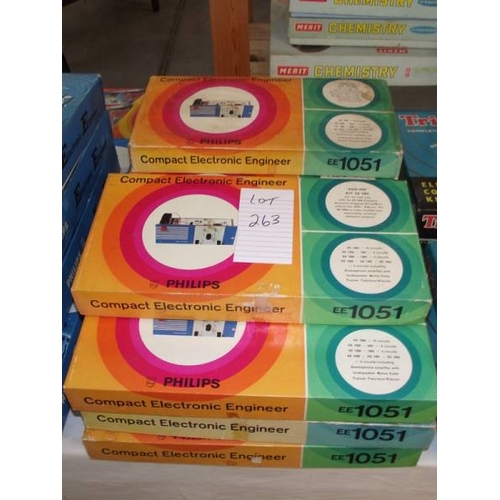 263 - 11 Philips compact electronic engineer kits, EE1051,  some components may be missing so being sold a... 