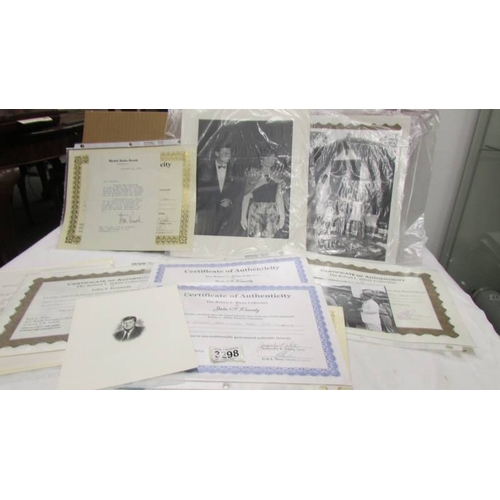3298 - Various photographs and ephemera relating to JFK from the Robert L White collection.