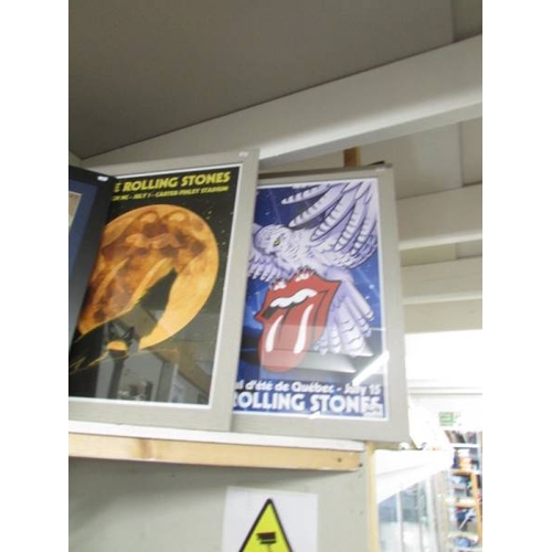 3418 - 2 framed and glazed Rolling Stones posters, Raleigh NC July 1 and LG Festival l'Ele De Quebec July 1... 
