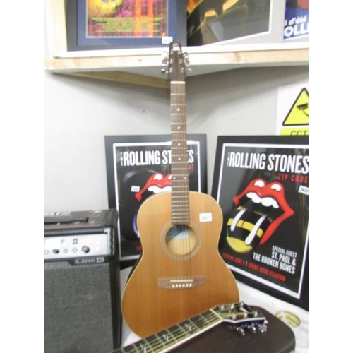 3421 - A Seagull S6 folk acoustic 6 string guitar with hard case.