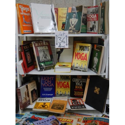 36 - Three shelves of interesting books relating to Yoga.