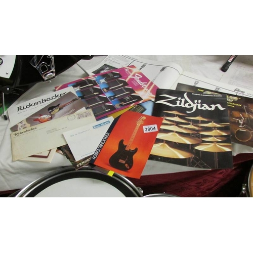 3804 - A large collection of sales brochures including Gibson, Fender, Zildjan, Ludvig etc., from the 70/80... 