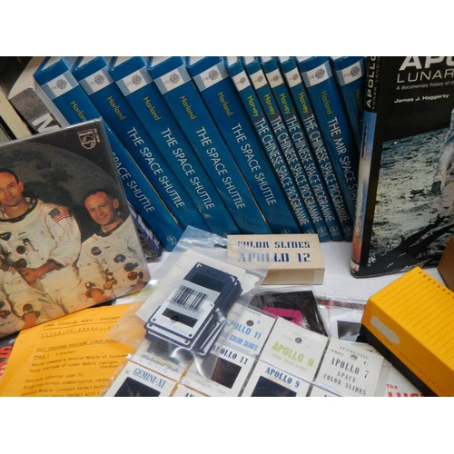 3809 - A huge mixed lot of space related memorabilia including Apollo, books, videos, slides, photographs e... 