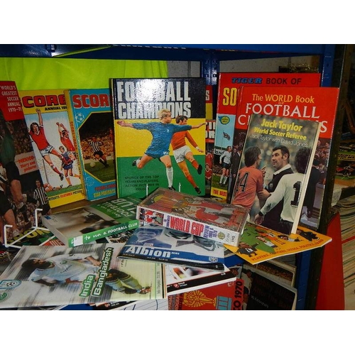 4 - A very interesting lot of football memorabilia on 2 shelves, in excess of 40 books in total, all in ... 