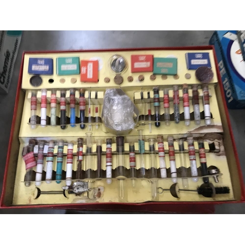 437 - 4 vintage Merit chemistry sets (many parts all used), may be missing some components, so being sold ... 