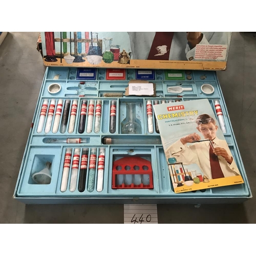 440 - 4 Kosmos electronic, microscope chemistry sets & a Merit chemistry set (all used), may be missing so... 