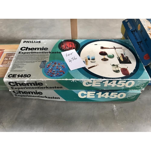 456 - 2 Philips CE1450 Chemie chemistry sets, (used but relatively complete), may be missing some componen... 