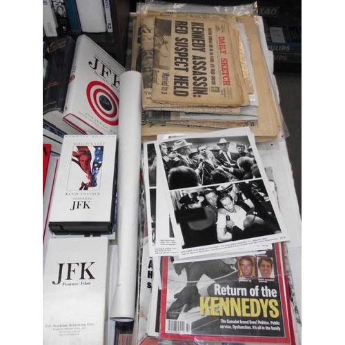 470 - A large selection of books, old newspapaers, 35mm slides, etc. of JFK, Kennedy