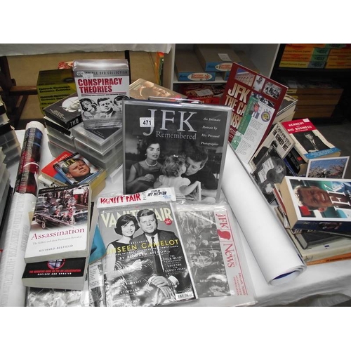 471 - A large selection of books, press photos, printed ephemera, videos etc of JFK, Kennedy