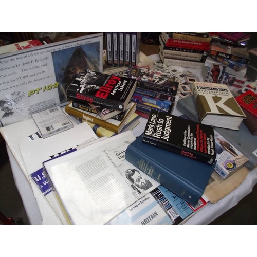 480 - A large quantity of JFK, Kennedy related books, videos, slides etc.