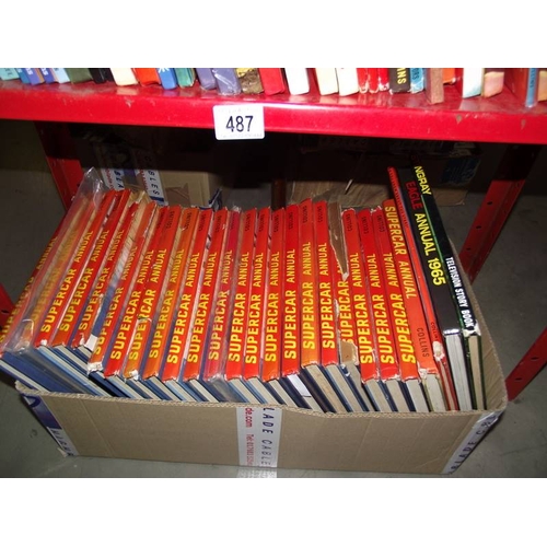 487 - A large quantity of sci-fi childrens annuals including Supercar, Joe 90, Thunderbirds, Stingray, TV ... 