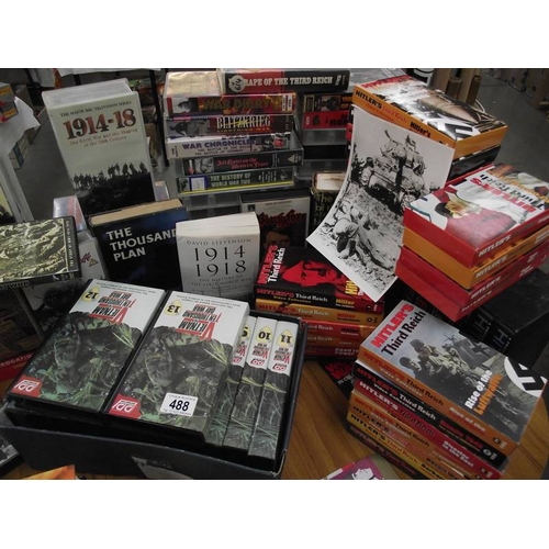 488 - A large quantity of books and videos related to war