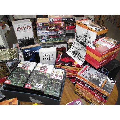 488 - A large quantity of books and videos related to war