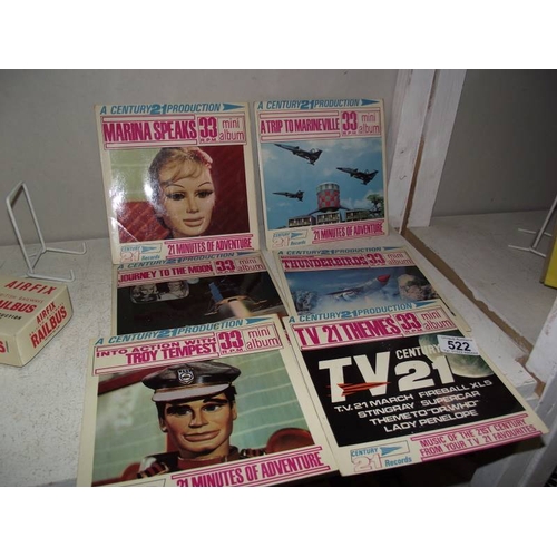 522 - Set of 6  TV21 century 33 r.p.m. mini album records, Stingray, Supercar etc.