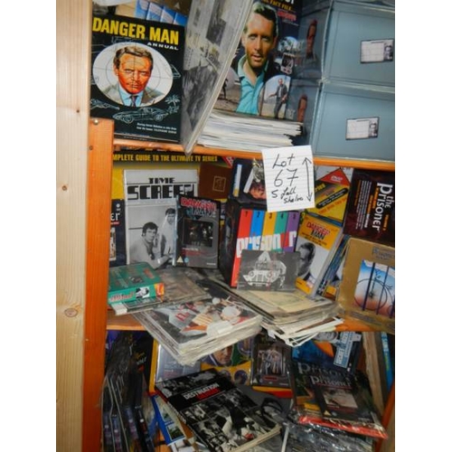 67 - Five shelves of books including The Prisoner, Dangerman etc.,