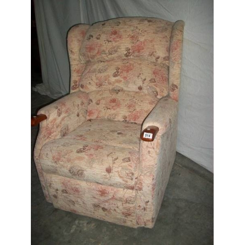 514 - A good mid to late 20th century armchair together with a matching recline/raise armchair, both in go... 