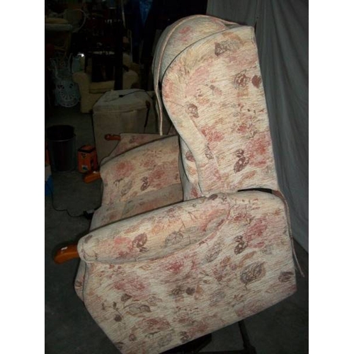 514 - A good mid to late 20th century armchair together with a matching recline/raise armchair, both in go... 