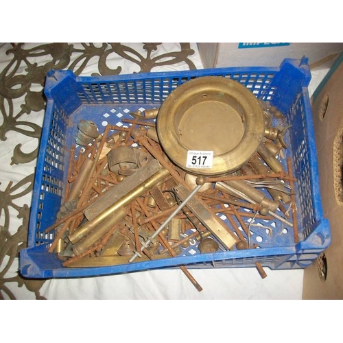 517 - A good collection of old brass bed parts.