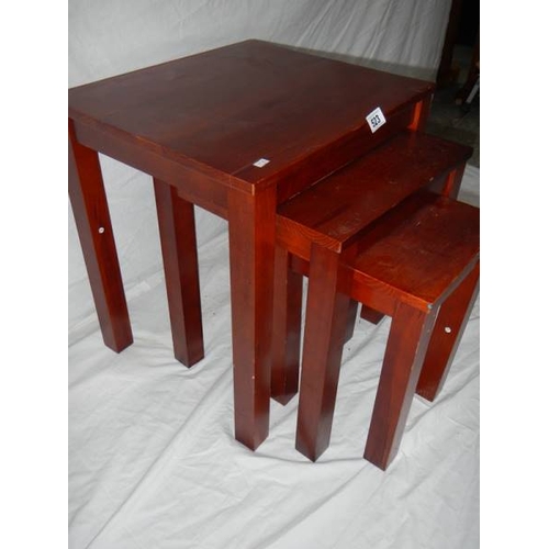 523 - A nest of 3 mahogany tables in good condition.