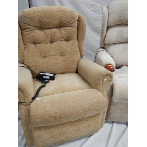 530 - 2 Celebrity single reclining chairs with controls. (one in need of recovering).