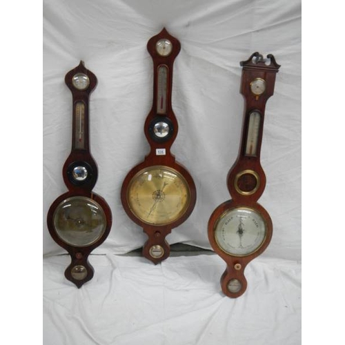 535 - 3 Victorian banjo barometers in need of restoration.