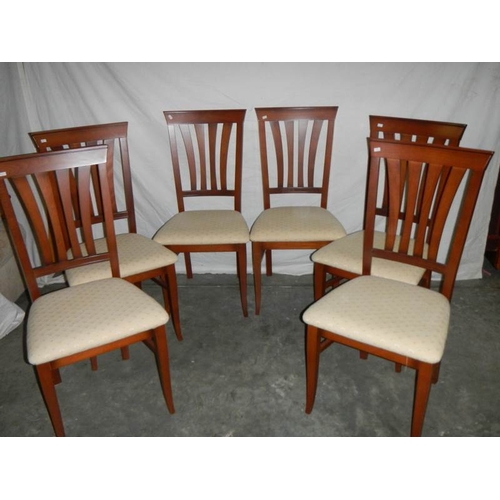 582 - 6 good quality Nathan style dining chair with beige spotted seats.