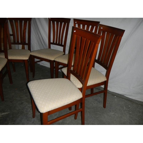 582 - 6 good quality Nathan style dining chair with beige spotted seats.