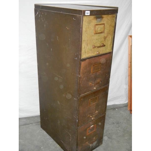 588 - A glorious 1930's filing cabinet having 4 solid drawers with spring loaded separater's, 132 x 37 x 6... 