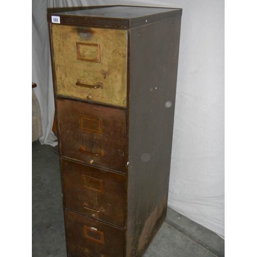 588 - A glorious 1930's filing cabinet having 4 solid drawers with spring loaded separater's, 132 x 37 x 6... 