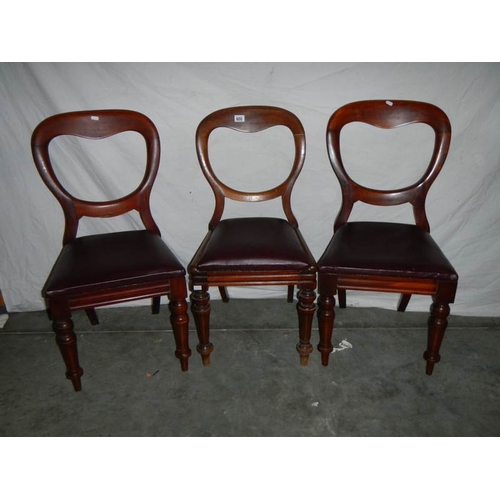 600 - 3 old balloon back chairs.