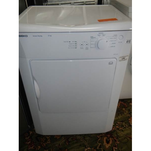 615 - A Beko 6kg sensor drying tumble dryer with ready to wear option.