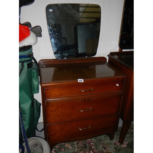 659 - A clean 3 drawer dressing table with mirror back.