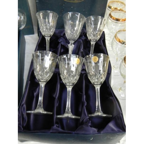 675 - 3 good sets of drinking glasses including set of 6 but only 5 are gilded.