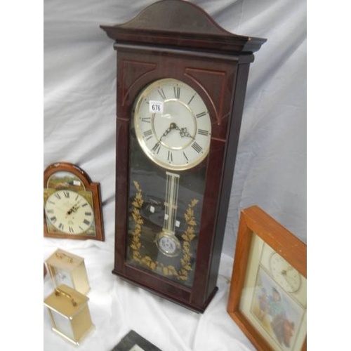 676 - 14 assorted wall clocks.